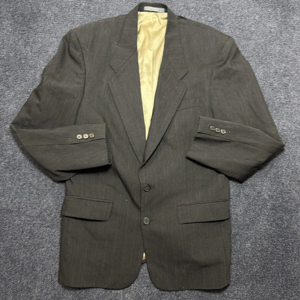 Vintage Givenchy Blazer Mens 44 Gray Striped Wool Sport Coat Jacket Classic
